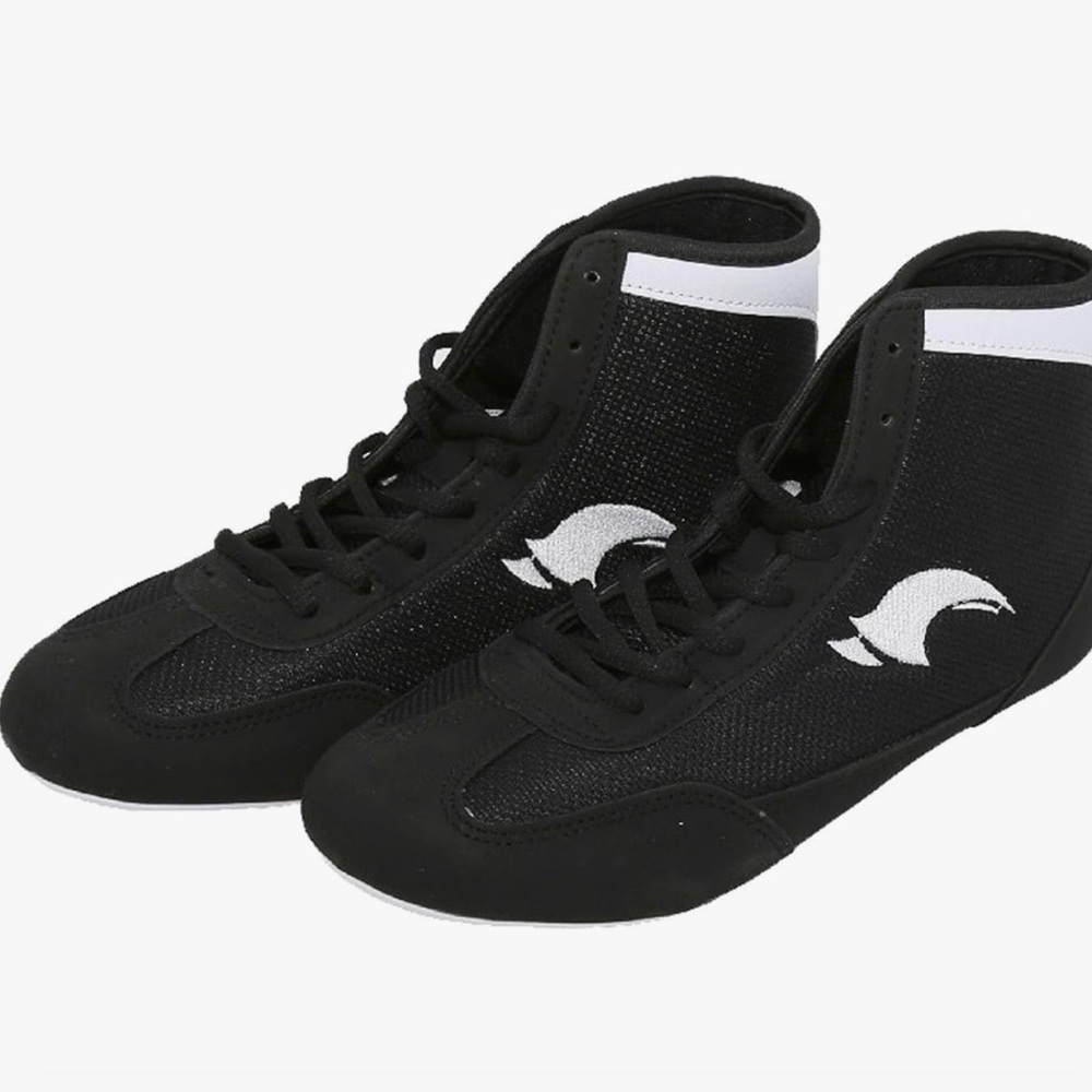 Black and White Boys Wrestling Shoes